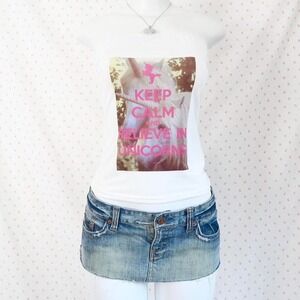 keep calm and believe in unicorns tube top tumblr y2k mcbling
